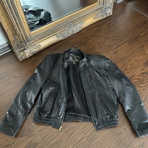 Vintage Leather Factory Genuine Lambskin Leather Classic Biker Jacket Zip Up
